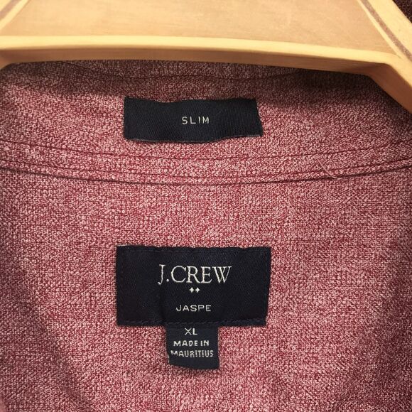 J Crew Jaspe Shirt Men XL Slim Fit Long Sleeve Button Up Red Heathered Cotton - Picture 2 of 8